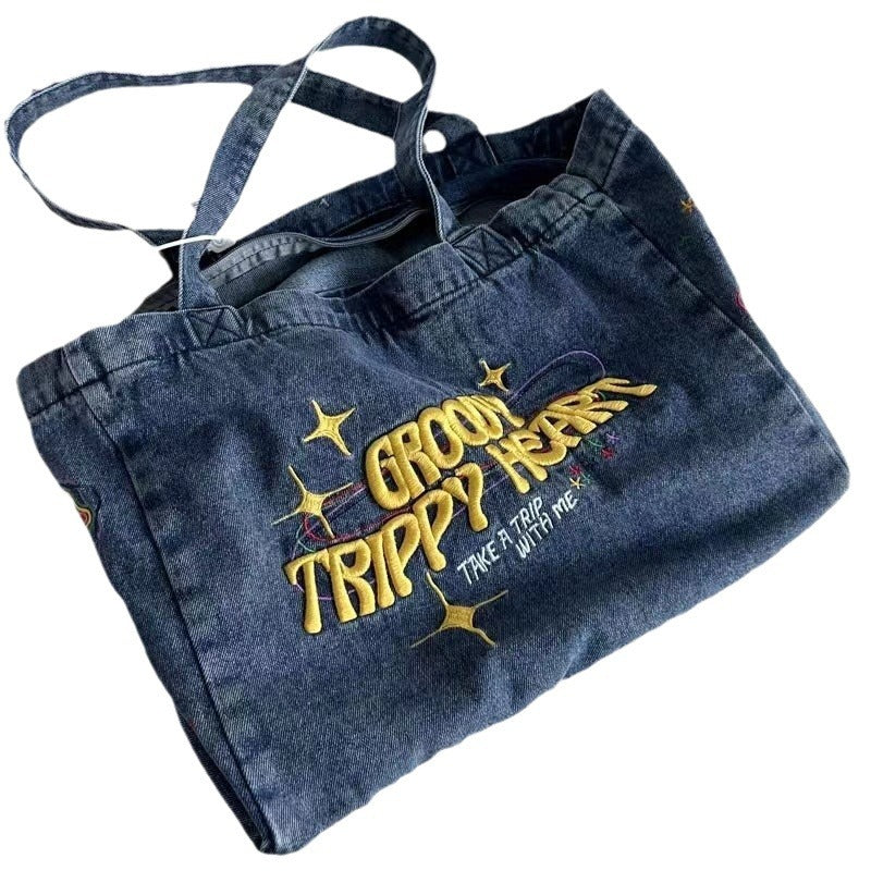 Vintage Jean Thailand Surrogate Shopping Denim Smoky Shoulder Bags