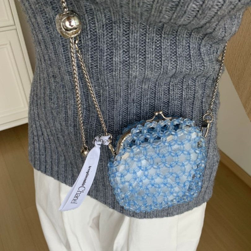 Clip Handmade Beaded Acrylic Horn Pearl Crossbody Bags