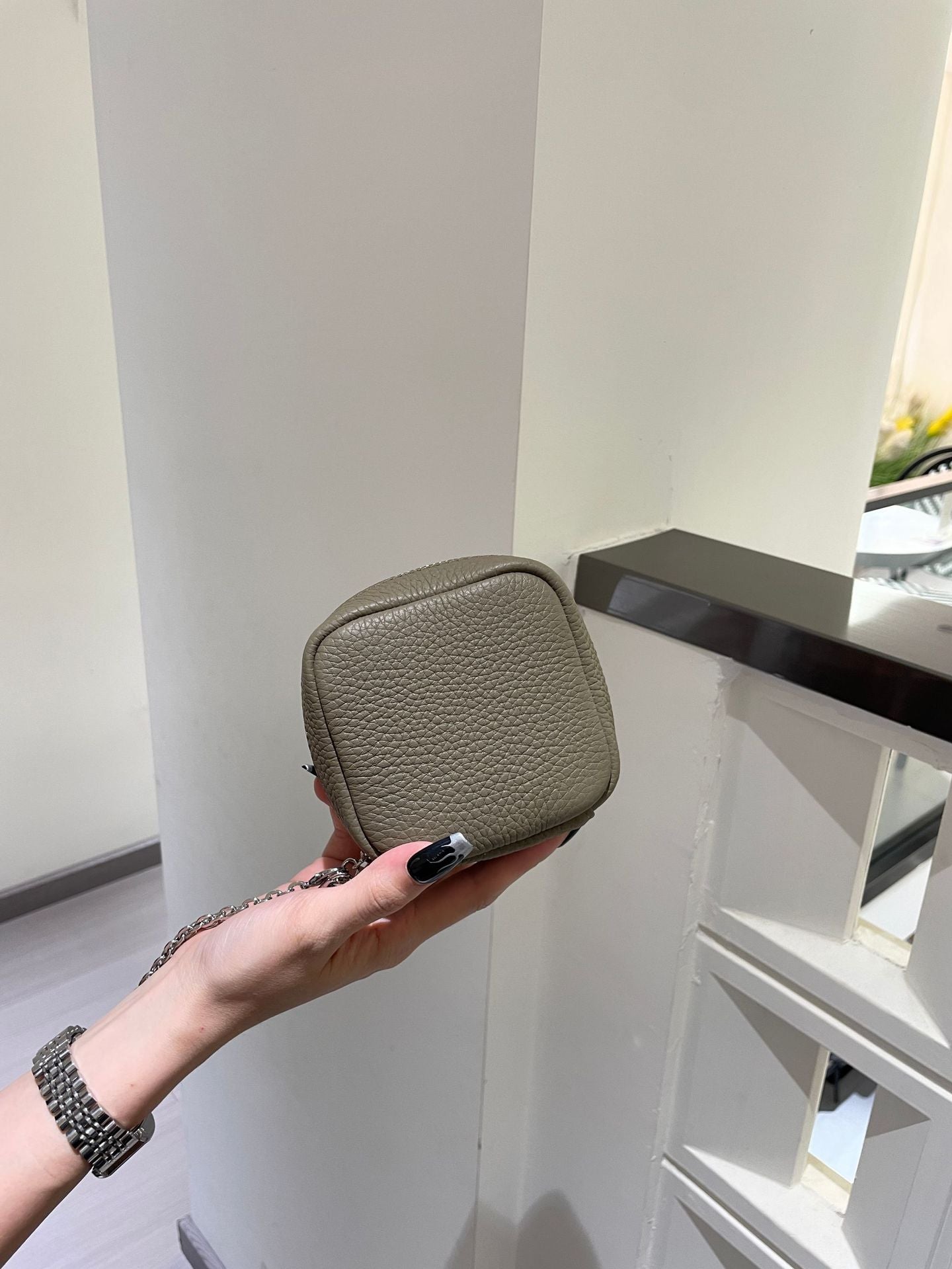 Top Layer Cowhide Halter Mini Storage Small Square Bags