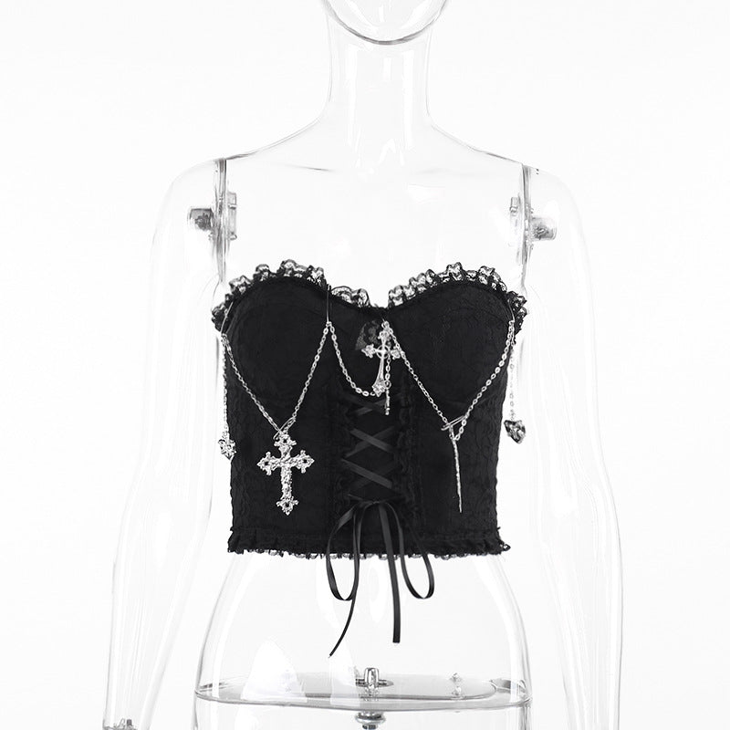 Women's Summer Sexy Hot Dark Style Gothic Cross Vests