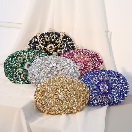 Women's Clutch Alloy Diamond Flower Dress Banquet Evening Bags