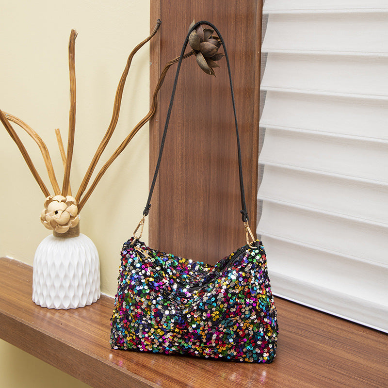Simple Korean Style Popular Niche Sequin Fashion One Underarm Women's Shoulder Bag