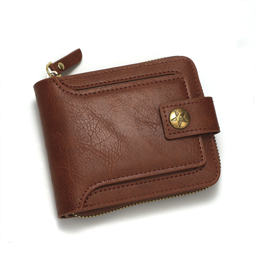 Men's High-grade Retro Zipper Large Capacity Multiple Buckle
