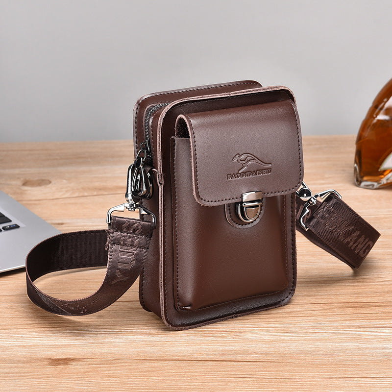 Men's Charming Cowhide Summer Portable Mobile Men's Waist Packs