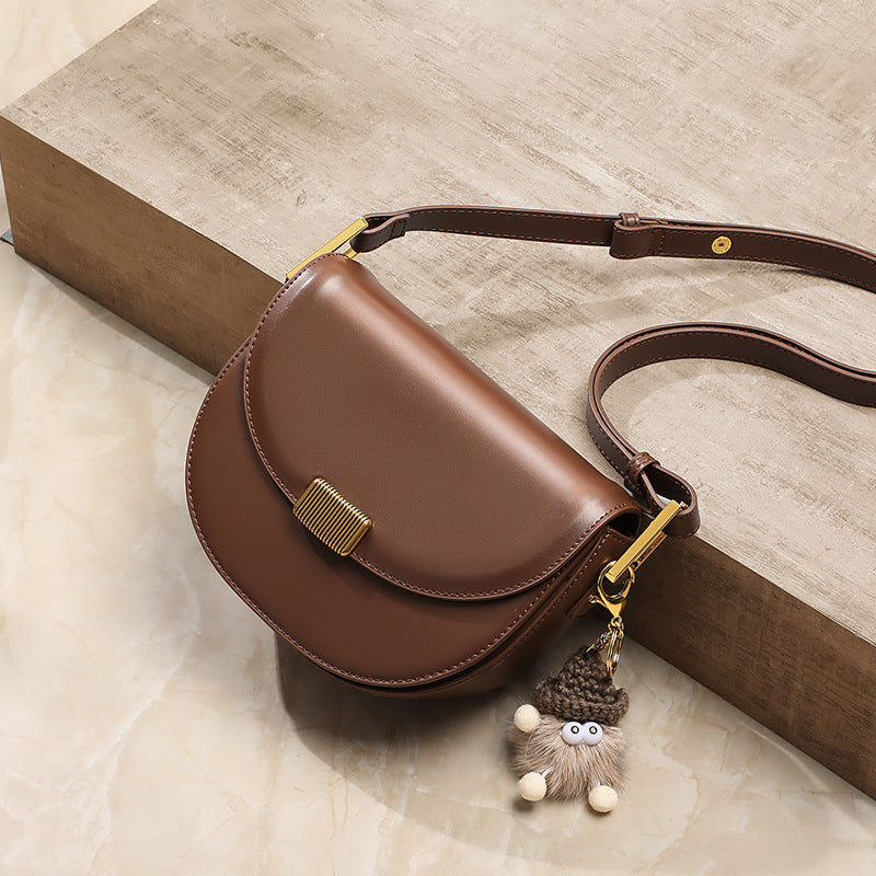 Women's Genuine Leather Saddle Underarm High-grade Women's Messenger Bag