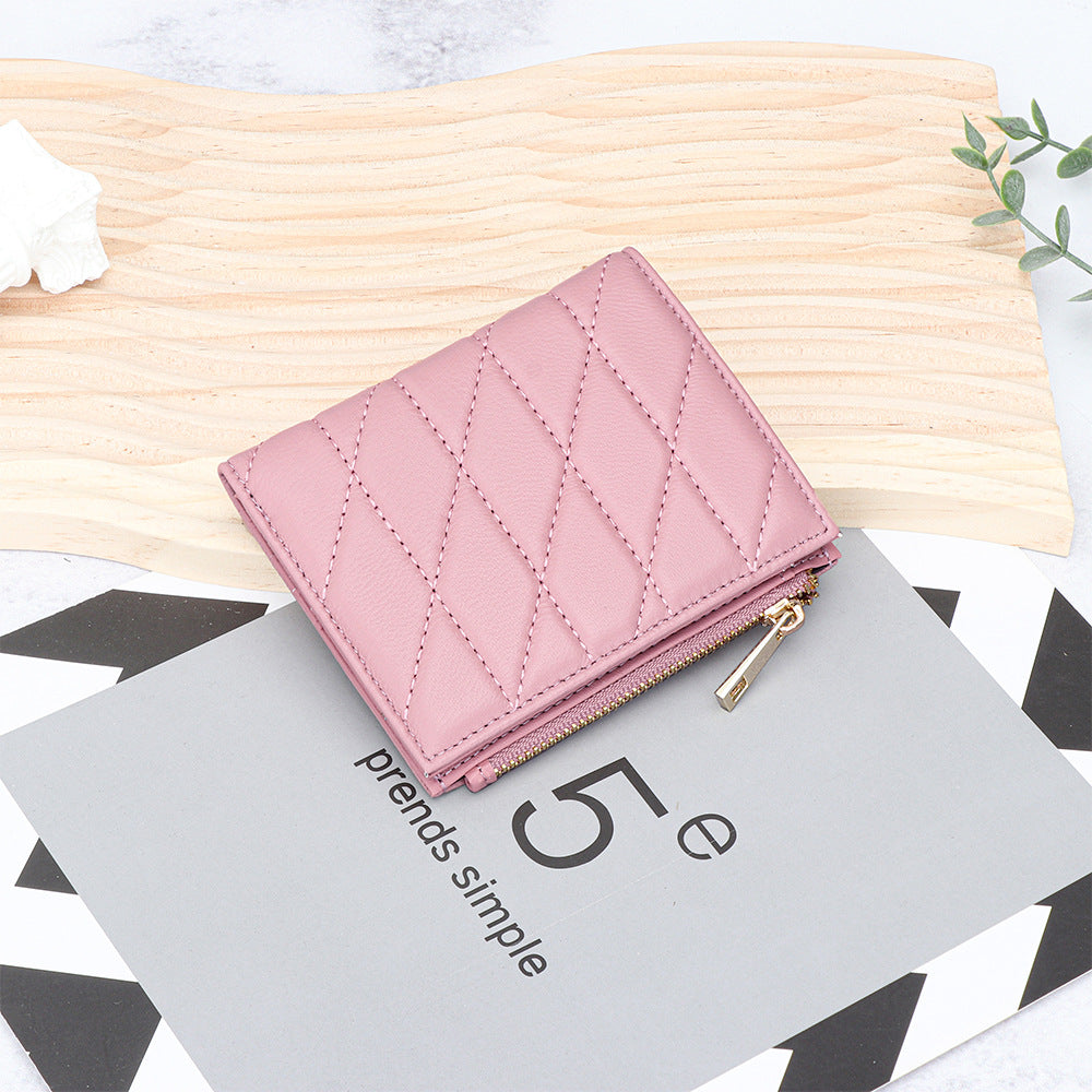 Women's Sheepskin Multiple Slots Fold Genuine Leather Ladies Wallet