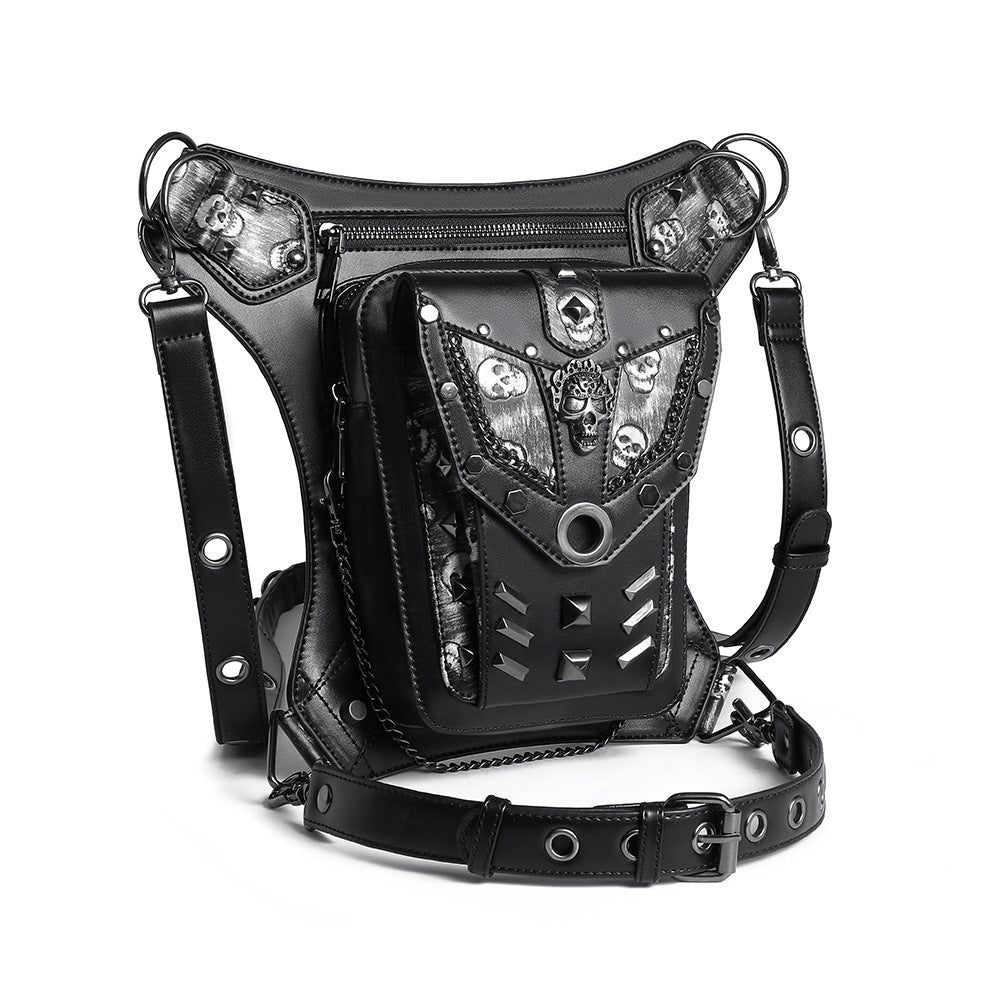Women's & Men's Punk Style Chain Skull Motorcycle Women's Messenger Bag