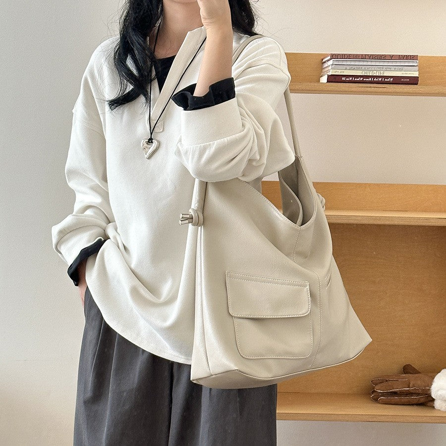 Women's Style Retro Relaxed Feeling Large Capacity Soft Tote Bags