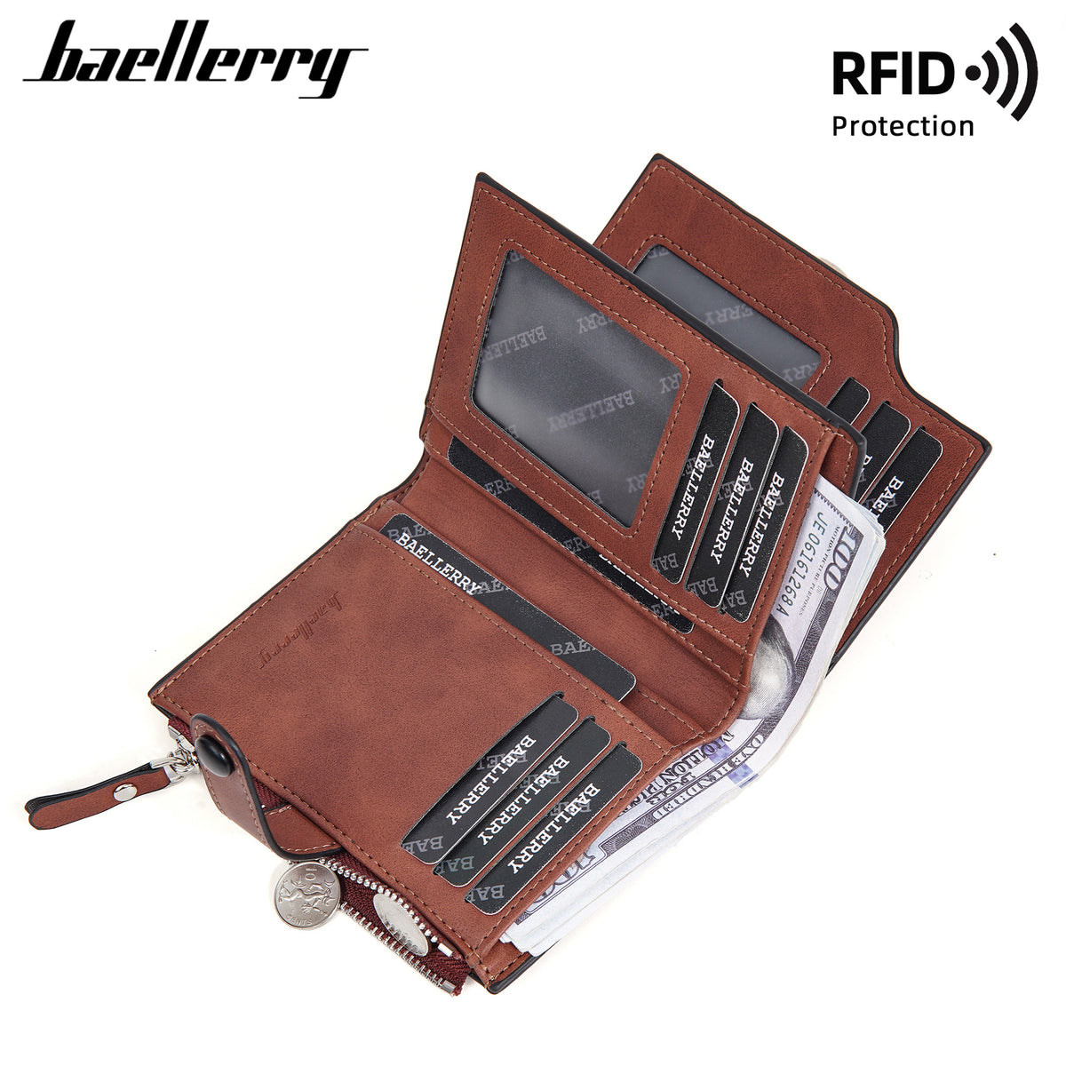 Beautiful Men's Short Business Zipper Simple Coin Purses