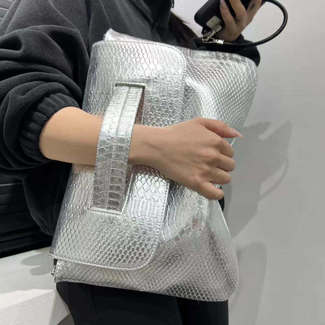 Pattern Strap Clutch Large Capacity File Handbags