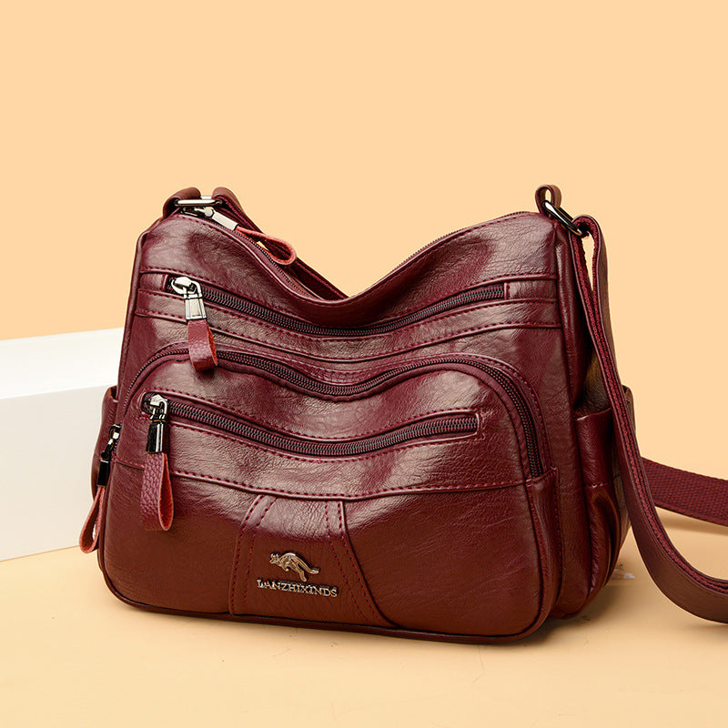 Women's Kangaroo Mom Style Soft Leather Large Capacity Crossbody Bags