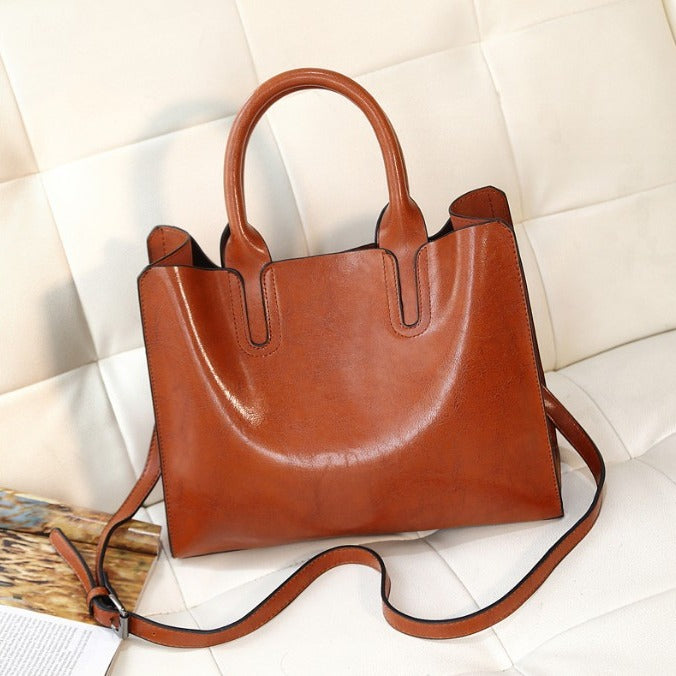 Glamorous Women's Fashion Oil Leather Simple Bags