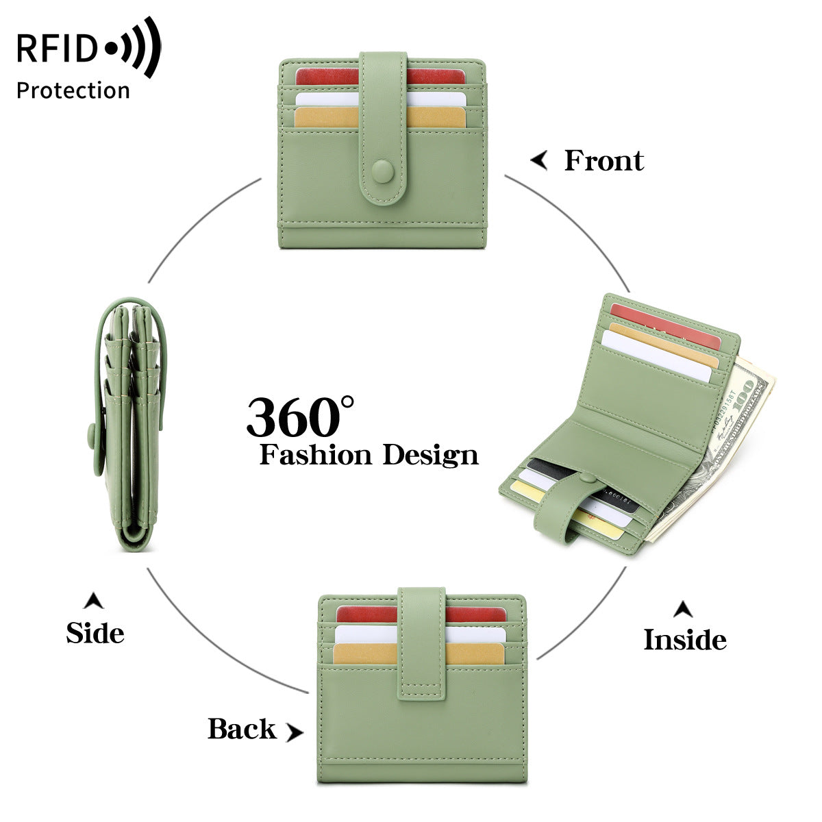 Women's Compact Portable Swiping Short Solid Color Coin Purses