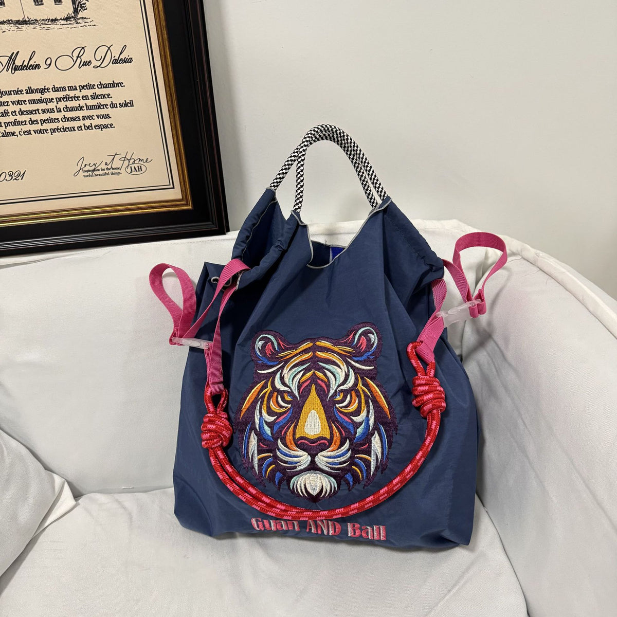 Women's Nylon Embroidered Fashion Niche Large Capacity One Women's Shoulder Bag