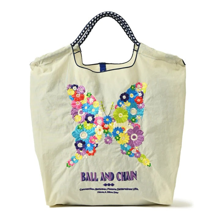 Niche Embroidered Nylon Shopping Butterfly Flower Portable Shoulder Bags