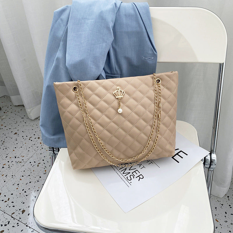 Fashion Diamond Embroidered Personalized Crown Hardware Decoration Tote Bags