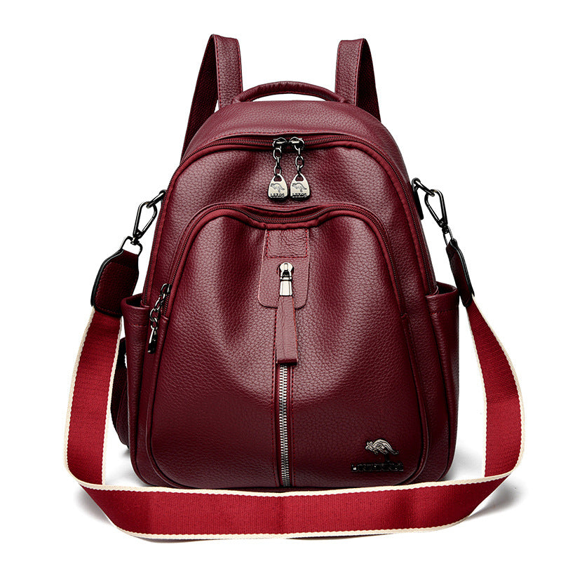 Women's Kangaroo Soft Leather Fashion Mom Large Backpacks