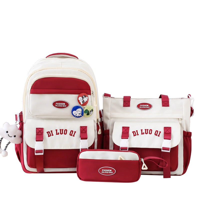 Three-piece Female Junior High Simple Primary Elementary School Students' Schoolbags