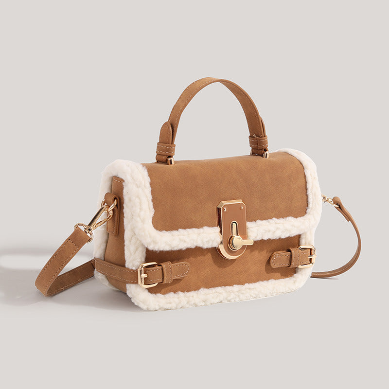 Women's Wool Plush High Sense Matte Stitching Women's Shoulder Bag