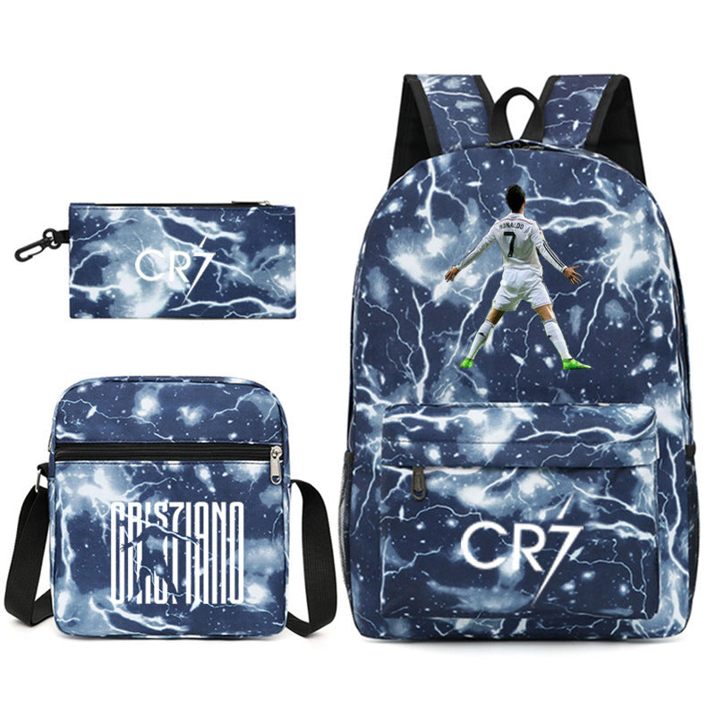 Football Luo Peripheral Printed Three-piece Set Backpacks