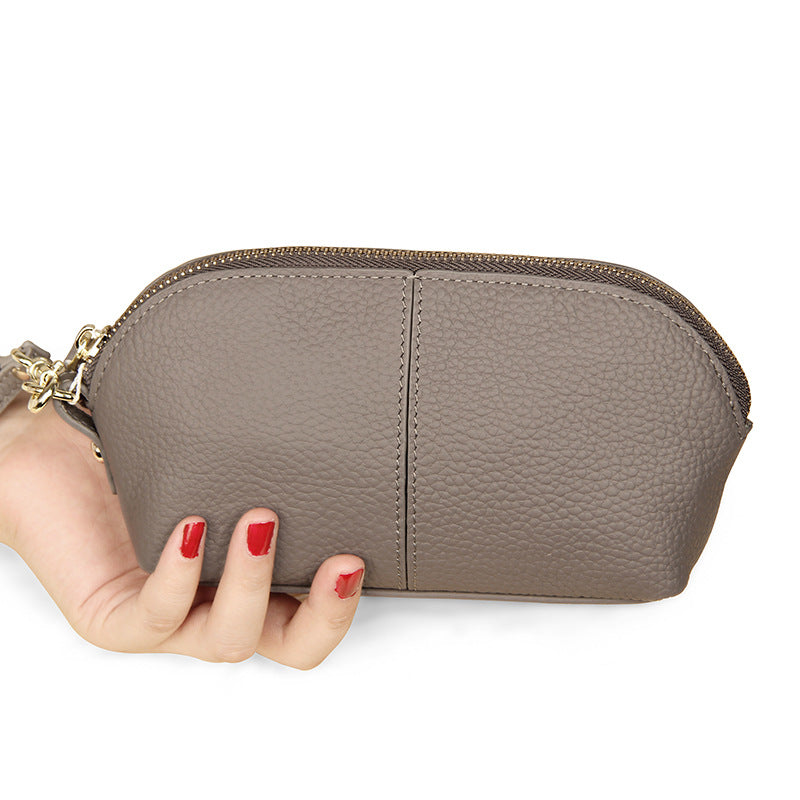 Women's Cowhide Long Fashion Large Capacity Genuine Leather Shell Clutch High Bags