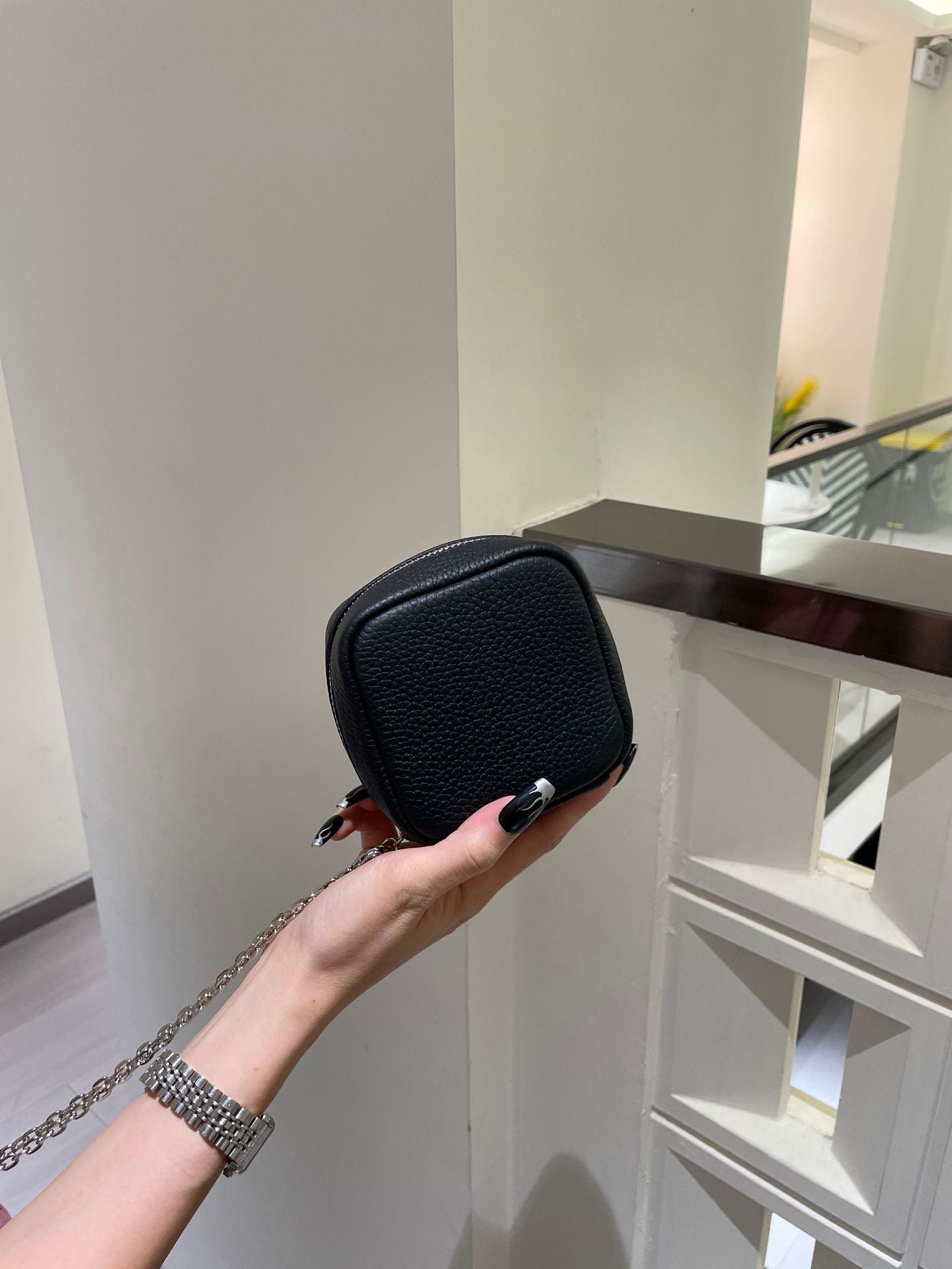 Top Layer Cowhide Halter Mini Storage Small Square Bags