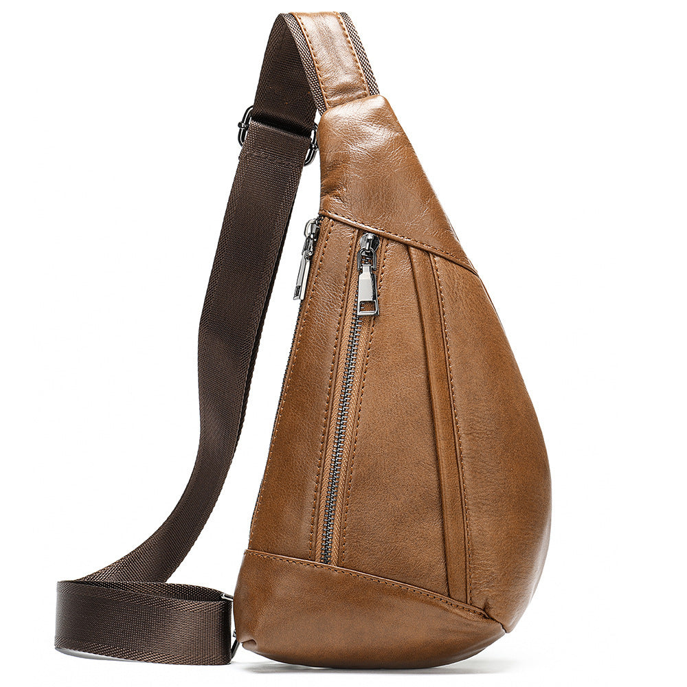Men's Leather First Layer Trendy Large Capacity Men's Chest Bags