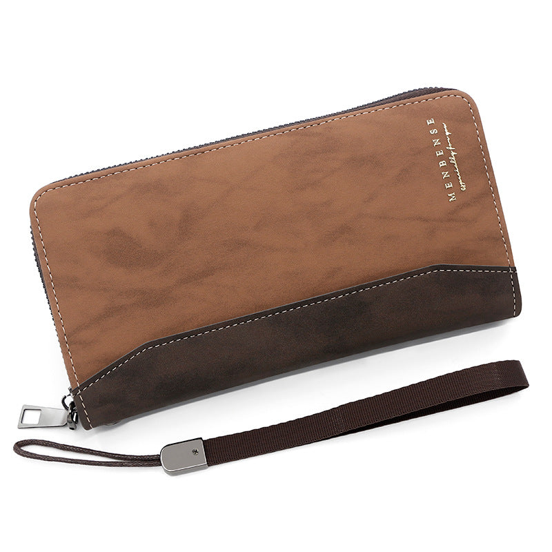 Men's Stitching Long Zipper Boutique Large Capacity Multi Men's Wallet