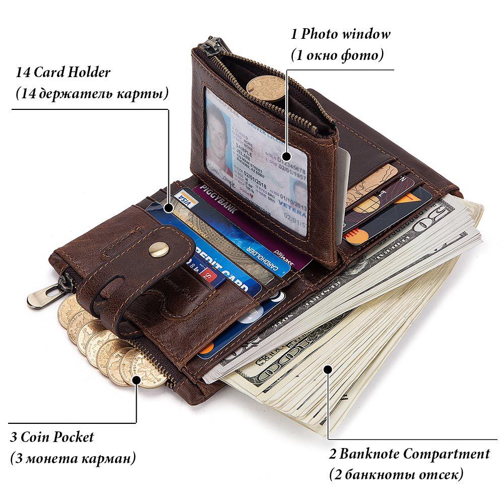 Men's Paul First Layer Cowhide Multiple Slots Genuine Leather Men's Wallets