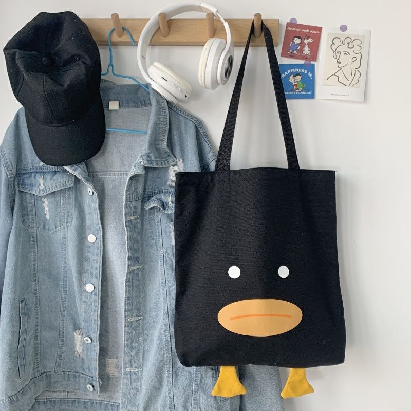 Women's Yellow Duck Canvas Fresh Cute Big Mouth Design Sense Fashion Women's Handbag