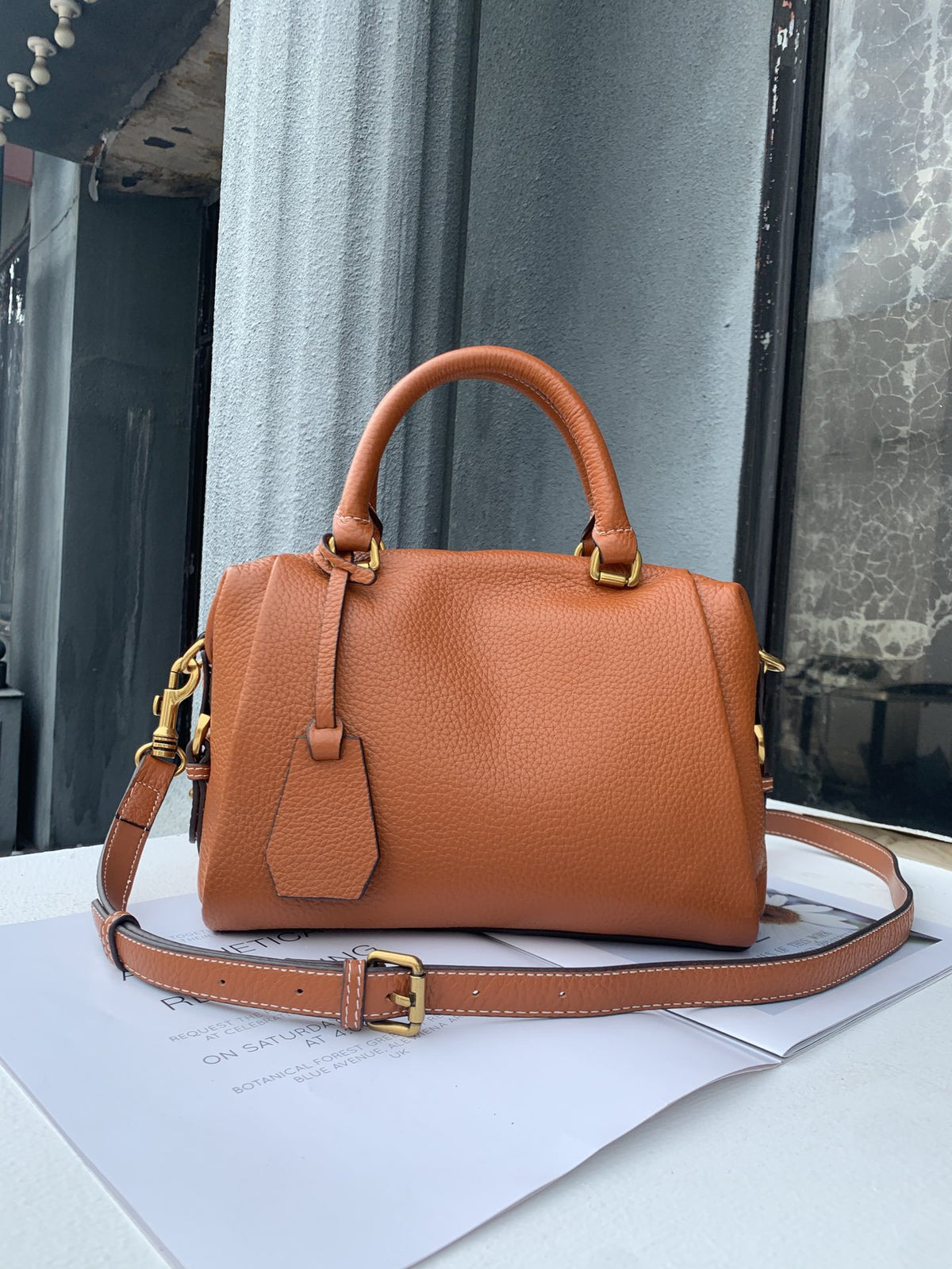Women's Leather Boston Pillow Trendy Head Layer Cowhide Large Handbags