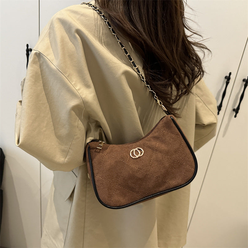 Women's Suede Rhombus Chain Horizontal Underarm Women's Shoulder Bag