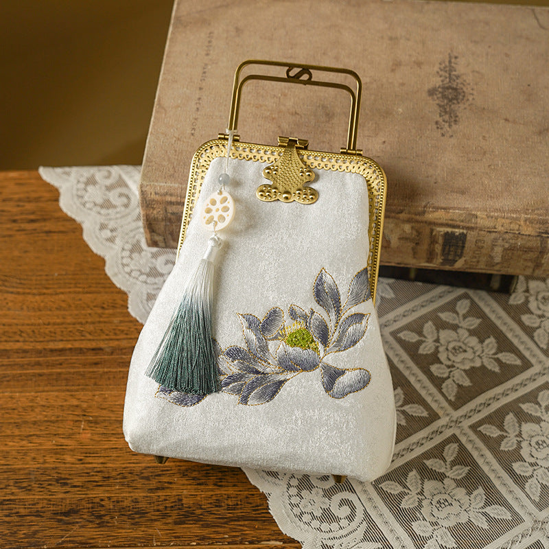 Cheongsam Embroidery Gold Mouth Hand Vintage Handbags