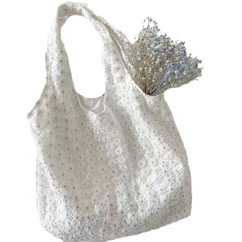 Mesh Flower Summer Large Capacity Female Fairy Style Three-dimensional Bags