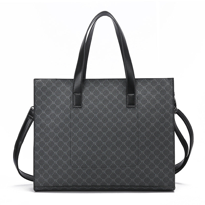 Women's & Men's & Korean Horizontal Business Leather Zipper Men's Handbags