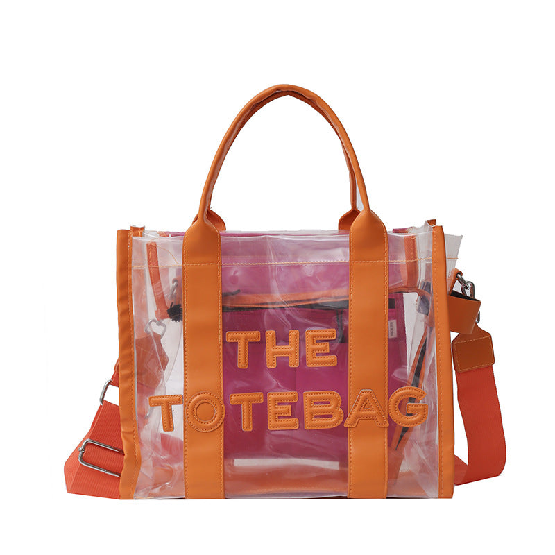Women's Fashion Transparent Letter Beach Large Capacity Bags