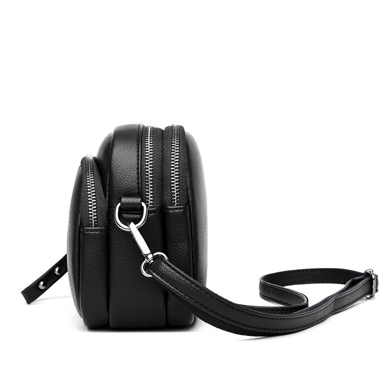 Leather Soft Female Fashion Round Large Crossbody Bags