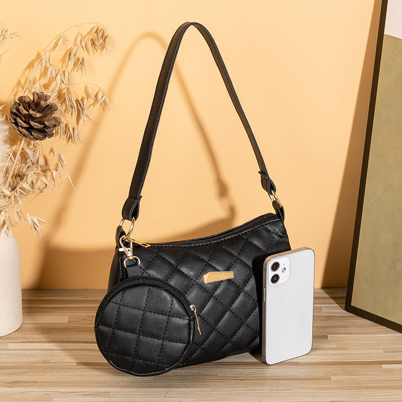 Set Trendy Diamond Pattern Textured Mother Live Bags