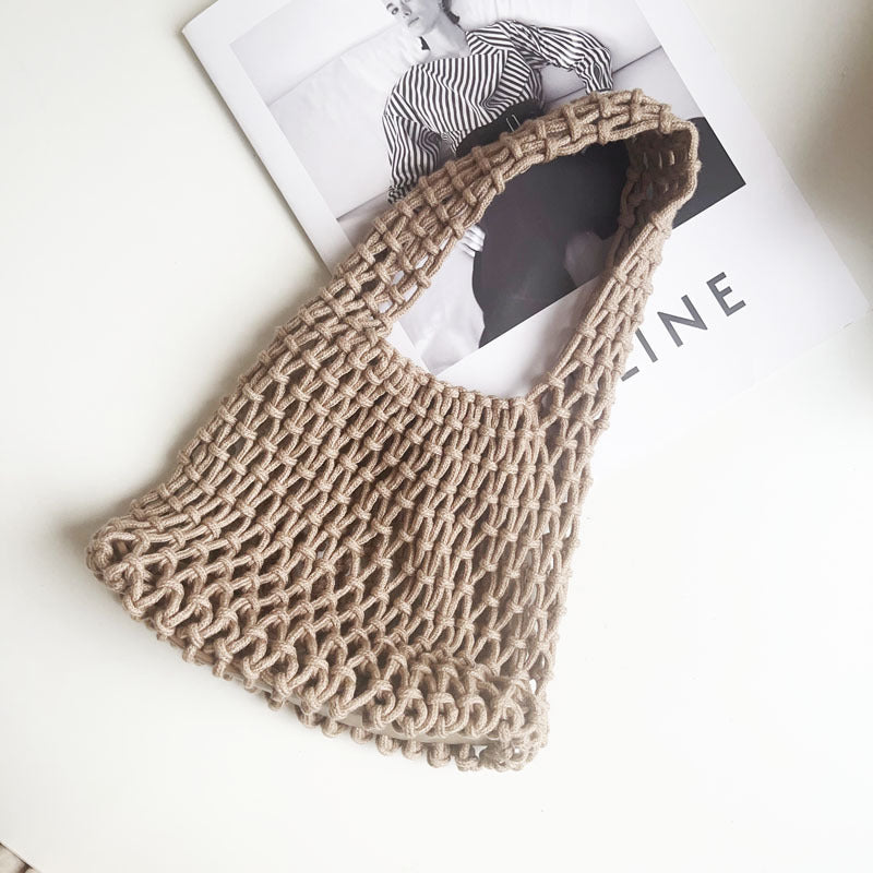 Handmade Woven Cotton String Hollow Style Fresh Bags