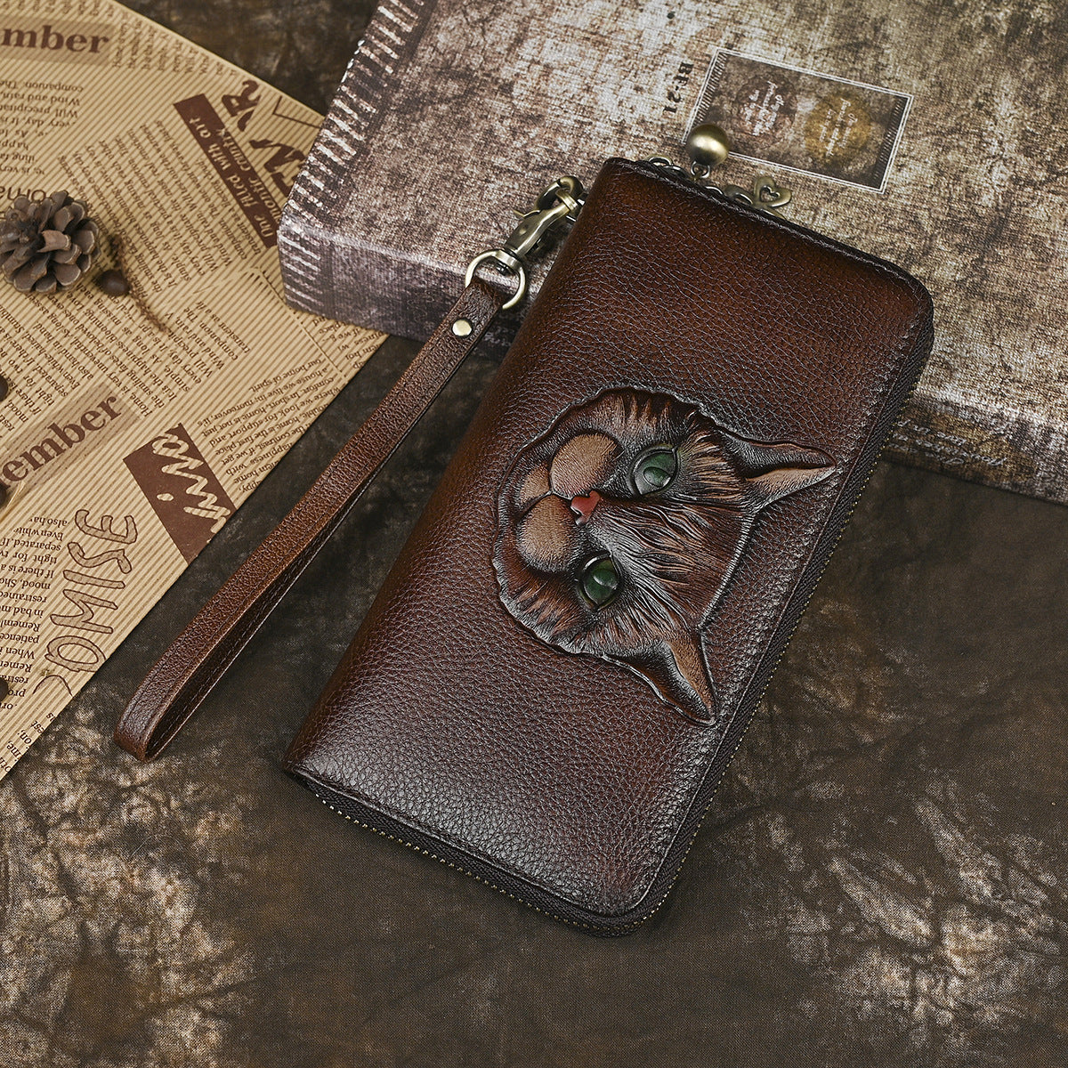 Women's Genuine Leather Clutch Trendy Vintage First Layer Bags
