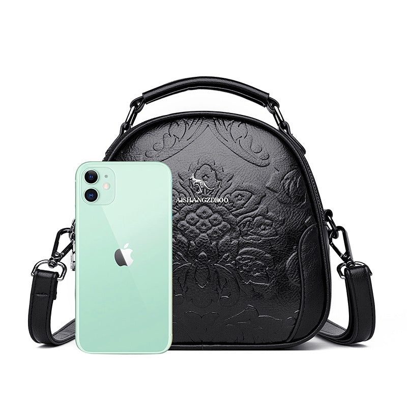 Women's Trendy Round Embossed Mom Euros Shoulder Bags