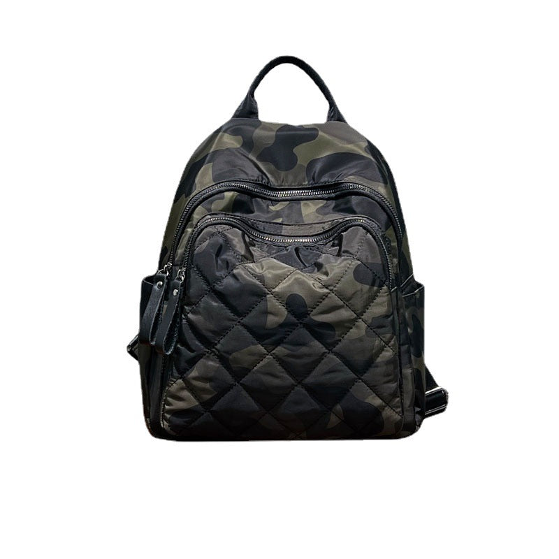 Women's Korean Style Fashion Trend Rhombus Camouflage Backpacks