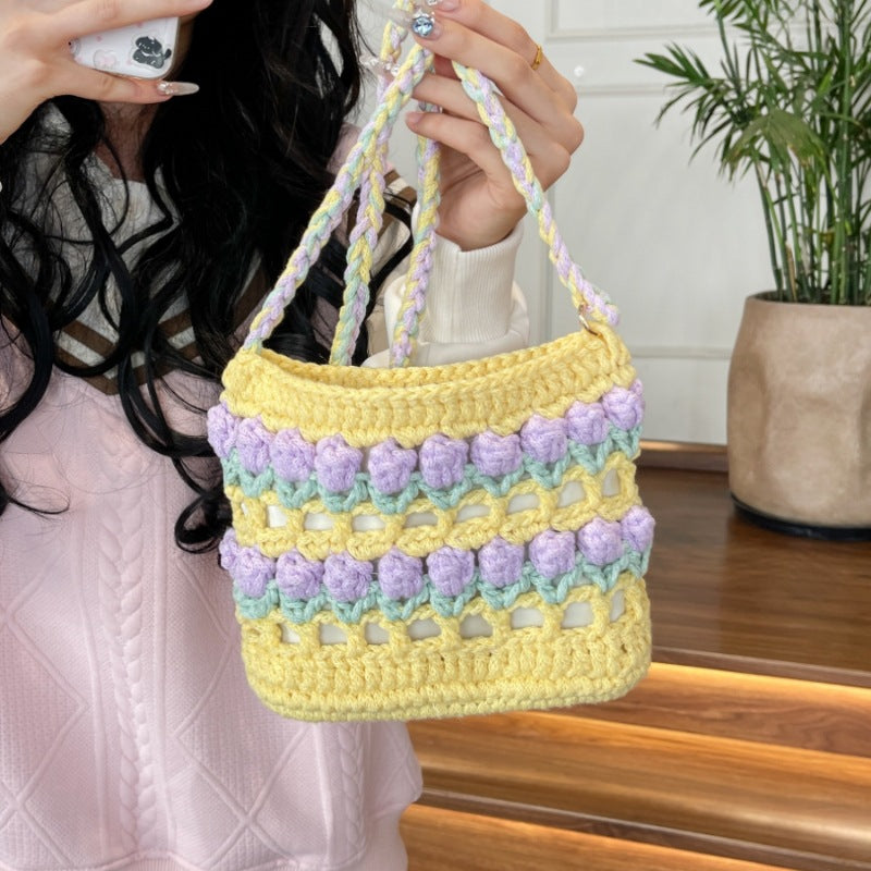 Tulip Hand-woven Material Homemade Summer Dopamine Bags