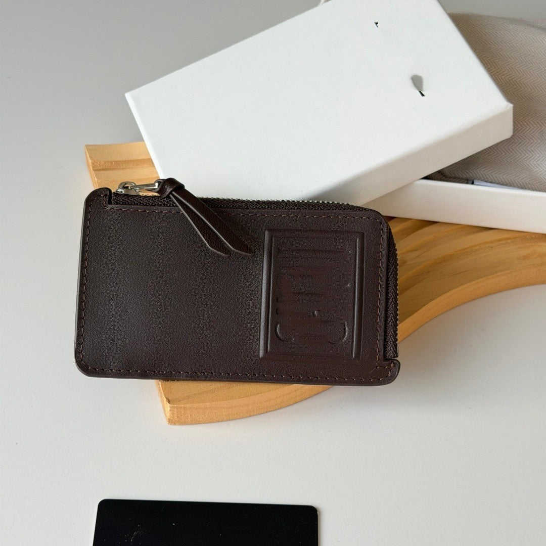 Men's Solid Color Embossed Short Zipper Clamp Ladies Wallet