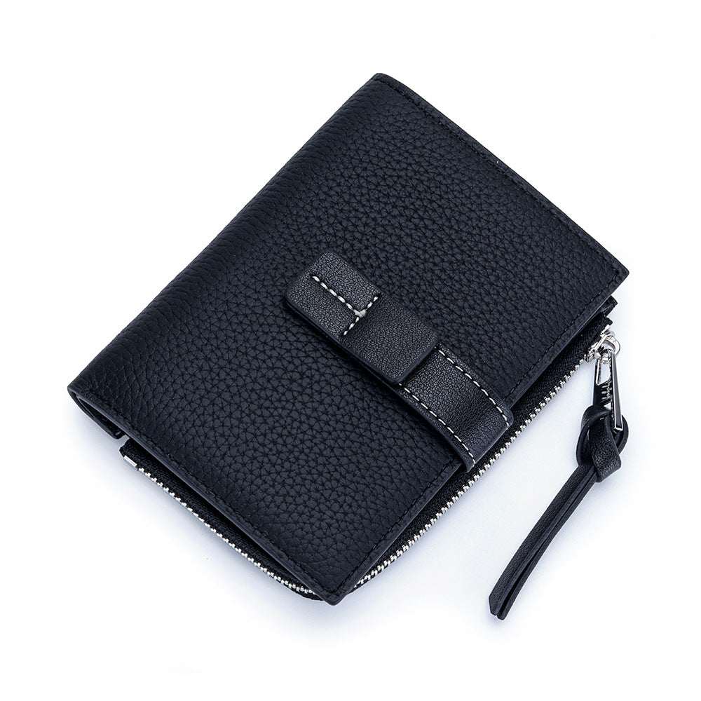 Women's Leather Contrast Color Short Fashion Fold Ladies Wallets