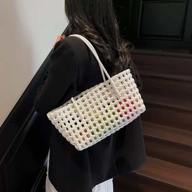 Niche Red Plastic Woven Hollow Out Commuter Hand Gift Underarm Women's Handbag