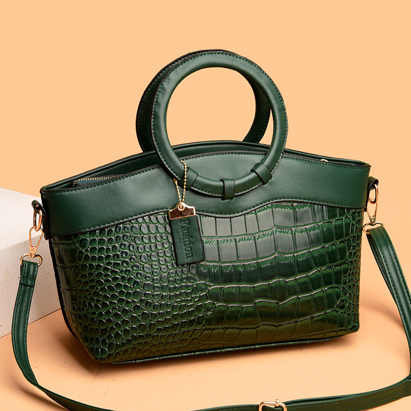 Women's Fashion Crocodile Pattern Mixed Color Handbags