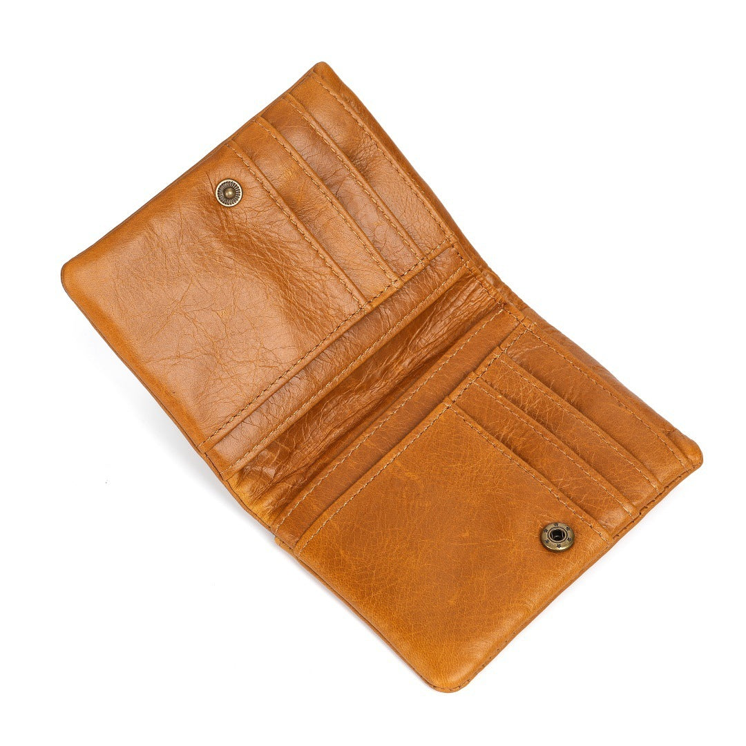 Men's Cowhide Genuine Leather Short Top Layer Men's Wallet