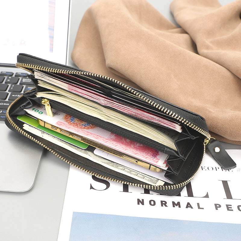 Genuine Leather Woven Embossed Source Long Clutch Men's Wallets