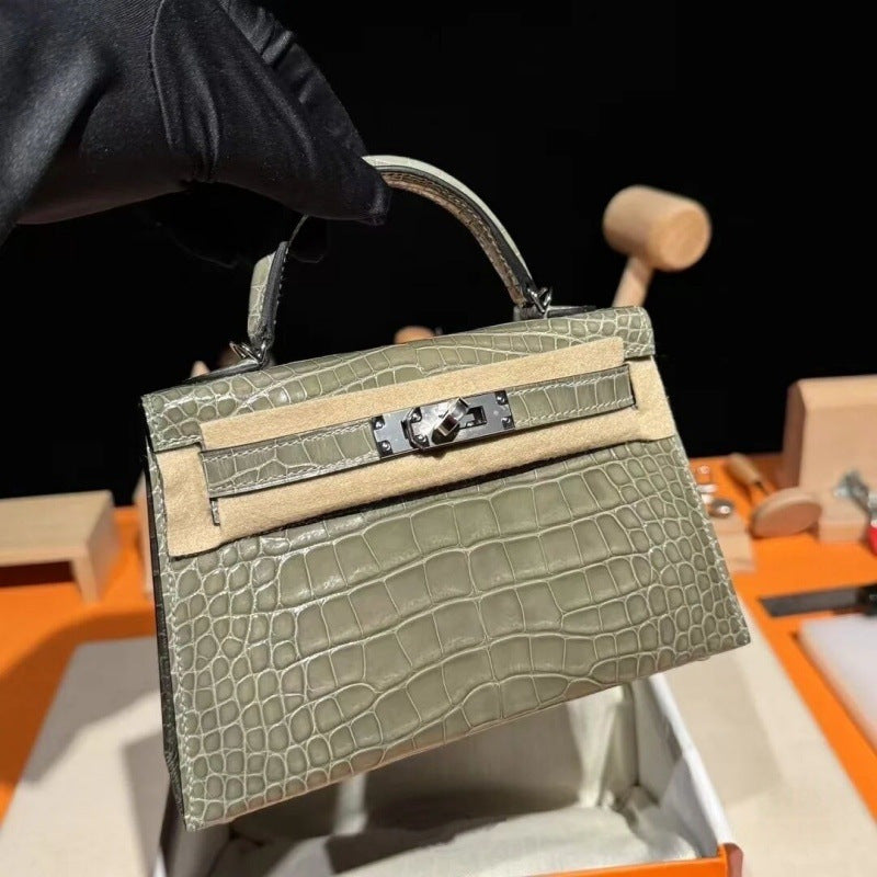 Women's Crocodile Pattern Second Generation Kelly Retro Bags